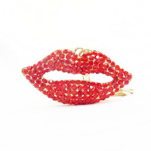 Wholesale Sex Women Accessories Charm Gold Rhinestone Lips Keychain